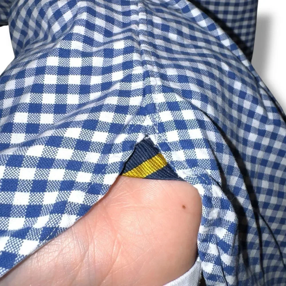 Polo Ralph Lauren Navy Gingham Classic Fit Flesh Pony Oxford Shirt L